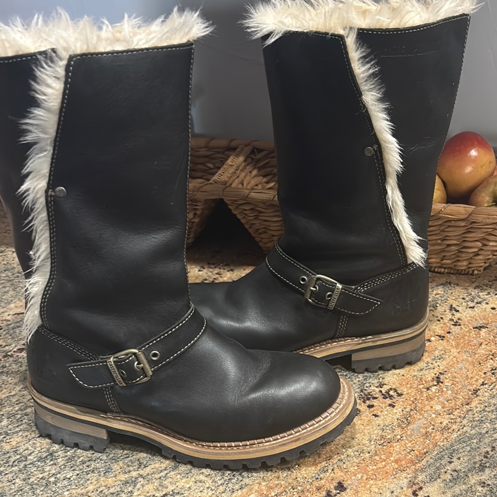 Caterpillar Black Leather Boots excellent condition worn once. Steel toe